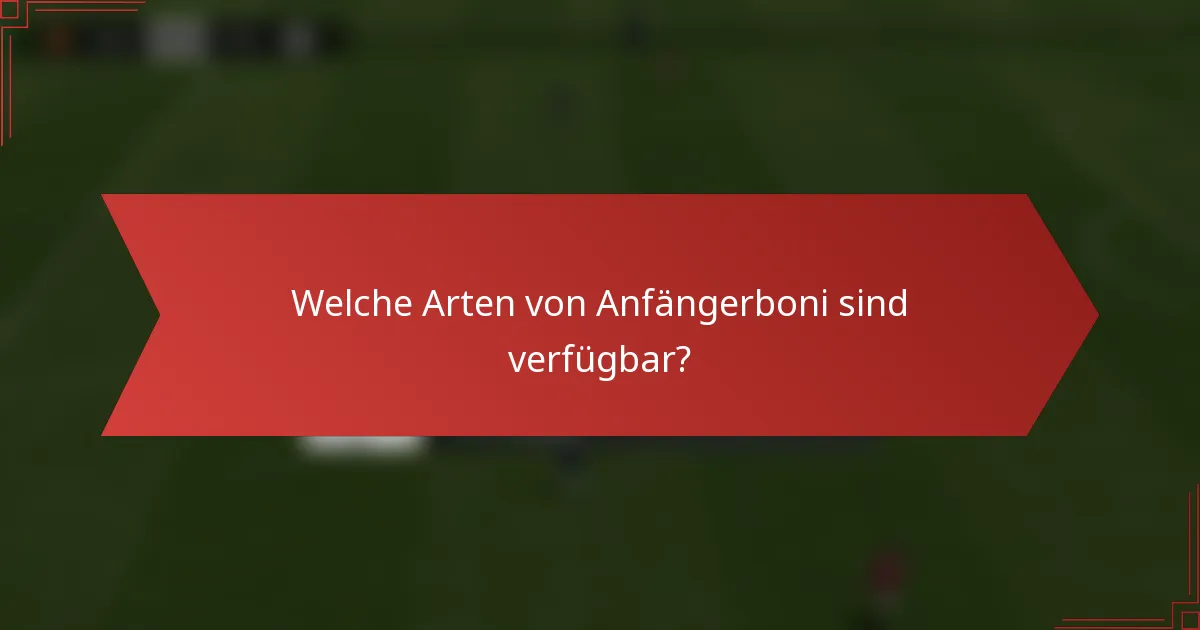 Welche Arten von Anfängerboni sind verfügbar?